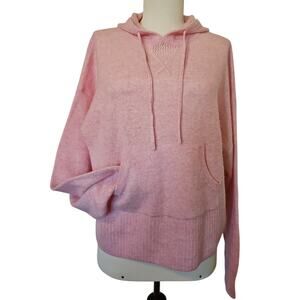 Hannah Rose 100% Cashmere Pullover Hoodie Pink Womens Medium Relaxed Fit